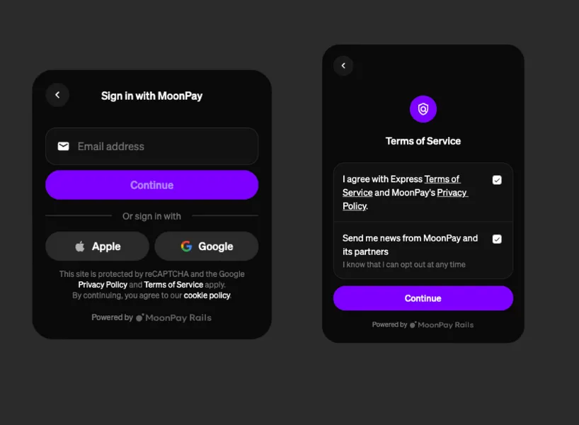 選擇MoonPay註冊方式